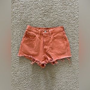 Levi’s orange denim shorts